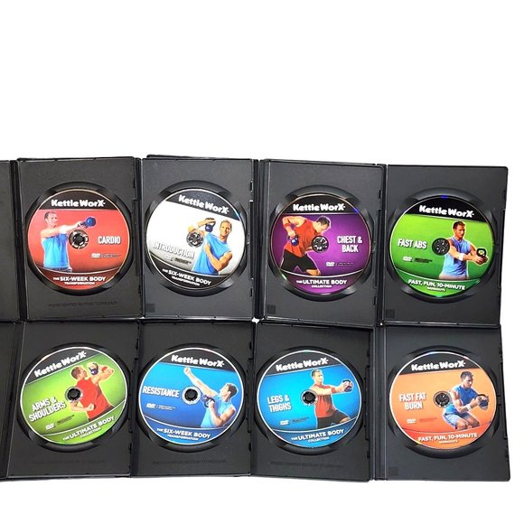 Kettle WorX Ultimate Body Collection With 9 Kettle Bell DVDs. Like New. - Picture 2 of 5